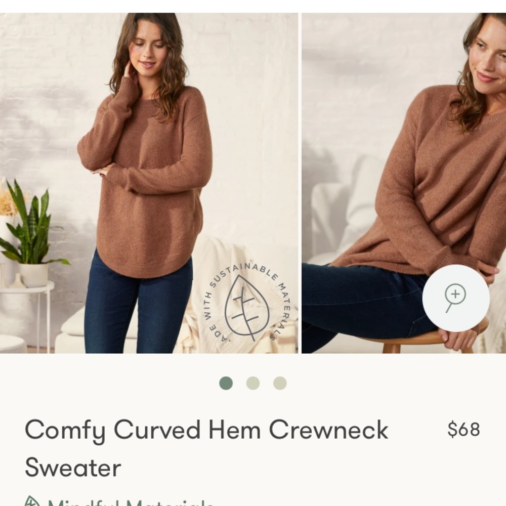 Comfy Curved Hem Crewneck Sweater sz medium never worn